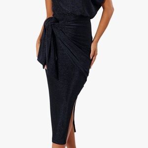 Petal & Pup metallic navy one shoulder midi dress